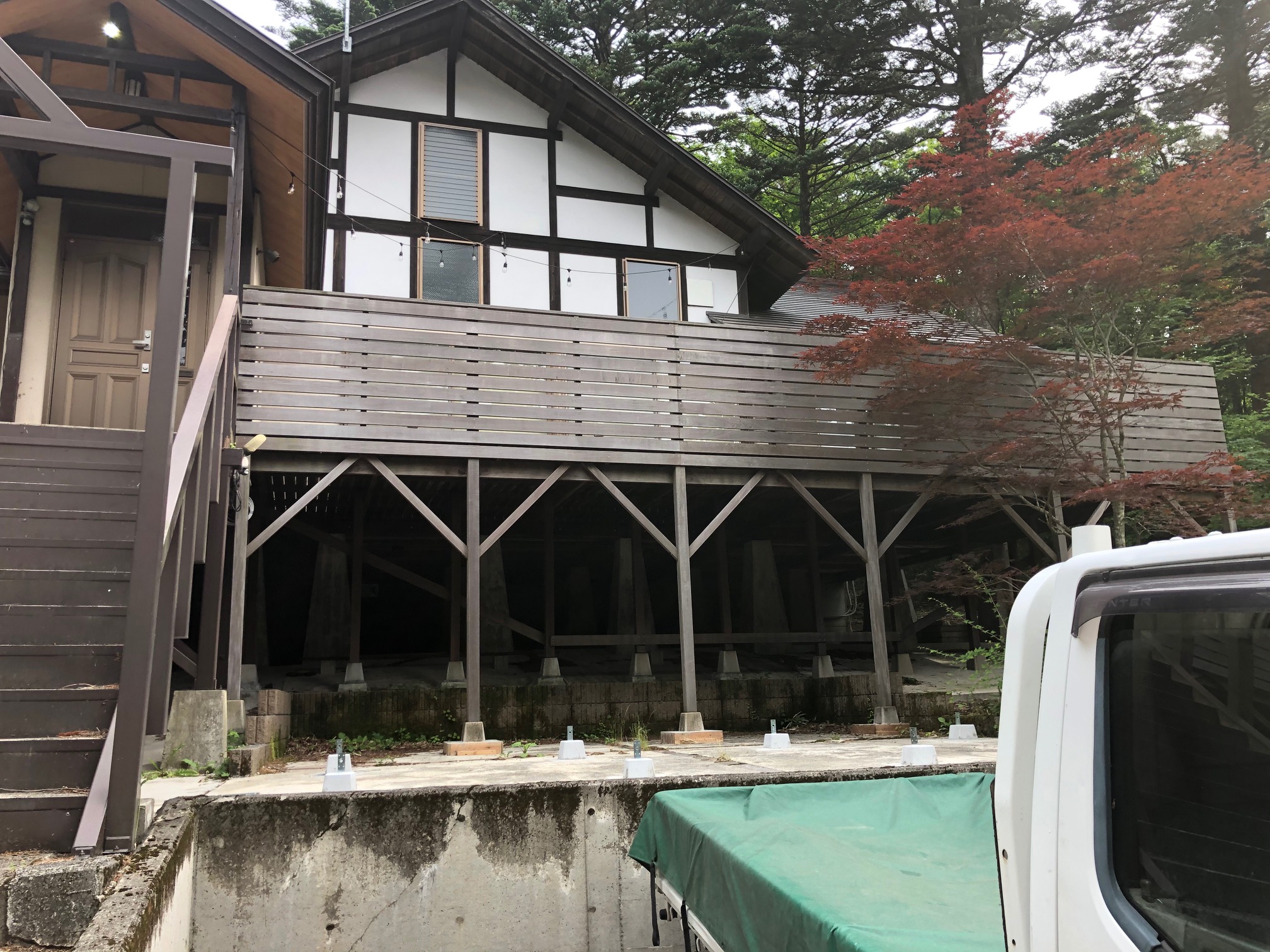 栃木県那須町の別荘大型ウッドデッキ増築（施工前）