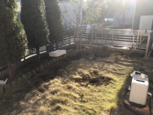 茨城県の守谷市でウッドデッキ設置予定の庭